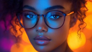 Beautiful Woman Face Portrait HD Mobile Wallpaper with Glasses