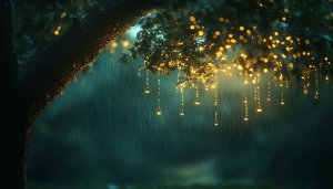 Glowing Rain Tree 4K Desktop Wallpaper Mobile Background Free