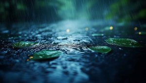 Rainy Day Green Leaves Pond 4K Desktop Mobile Wallpaper