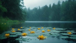 Rainy Lake Lotus Flowers Free Mobile 4K Desktop Wallpaper