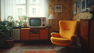 Vintage Interior Design Room Wallpaper, Retro Home Decor Desktop Background