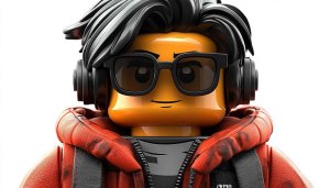 Cool LEGO Character Wearing Headphones 4K Desktop Background Wallpaper