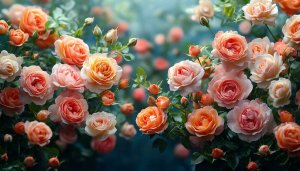 Peach Roses Bouquet HD Mobile Wallpaper Floral Art Background