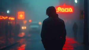 Misty City Street 4K Wallpaper - Moody Urban Mobile Background