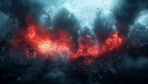 Explosion Red Fire 4K Desktop Background Action Scene Wallpaper