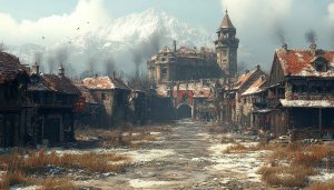 Medieval Village Winter Scenery Mobile Wallpaper Free 4K Background