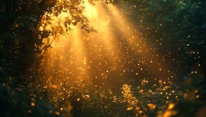 Golden Light Rays Forest Mobile Wallpaper, Nature Aesthetic Background