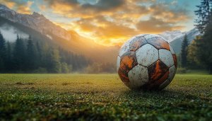 Soccer Ball Mountain Meadow Wallpaper, 4K Desktop Background Free