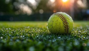 Softball Field Mobile Wallpaper, Sport Green Grass Dewy Background