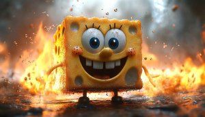 Spongebob Burning Wallpaper: Funny Cartoon Art Mobile Background Free