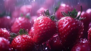 Fresh Strawberries in Rain 4K Mobile Background Wallpaper Free