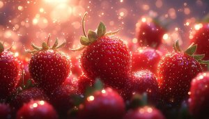 Sparkling Red Strawberry 4K Desktop Background Summer Fruit Wallpaper