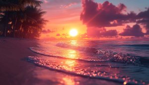 Tropical Beach Sunset Mobile Wallpaper Free Download, No Sign Up