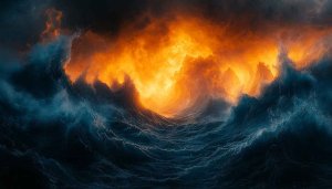 Ocean Fire Cloud 4K Desktop Wallpaper, Free Mobile Background