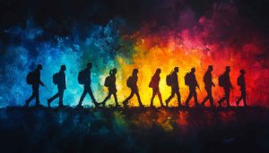 Walking Group Colorful Abstract Art 4K Mobile Phone Wallpaper