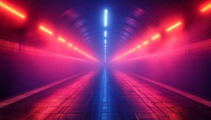 Tunnel Neon Lights 4K Desktop Background Free Mobile Wallpaper
