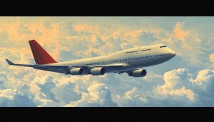Boeing 747 Airplane Wallpaper, Commercial Aviation Mobile Background, Sky Clouds