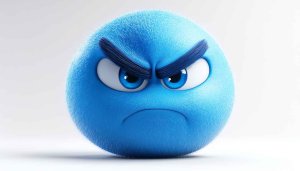 Angry Blue Furry Emoji Funny Wallpaper 4K Desktop Background