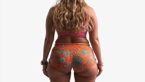 Woman Backside Wearing Floral Shorts Desktop Mobile Background Wallpaper