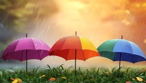 Colorful Umbrellas Rainy Day 4K Desktop Background Mobile Wallpaper