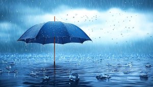 Blue Rainy Weather Umbrella Wallpaper for Desktop and Mobile Use