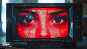 Red Eyes Spooky Old TV Screen Aesthetic Wallpaper Backgrounds