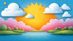 Cartoon Landscape Mobile Wallpaper, Sunny Sky Desktop Backgrounds 4K
