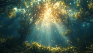 Enchanted Forest Sunlight Wallpaper - Dreamy Fantasy Forest Background