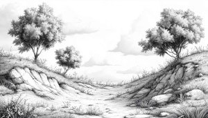 Pencil Sketch Landscape Mobile Wallpaper Art Scenic Path Background