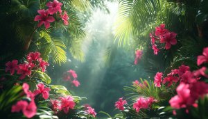 Lush Tropical Rainforest Hibiscus Flower Wallpaper 4K Desktop Background