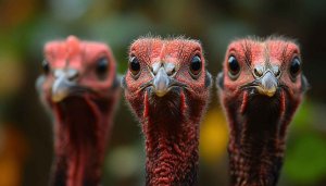 Three Turkey Portrait 4K Mobile Thanksgiving Desktop Background Wallpaper