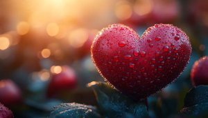 Red Heart Dew Drops Valentine Desktop Wallpaper HD Mobile Background