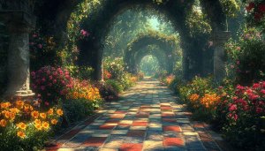 Floral Garden Path Wallpaper 4K Resolution Desktop Background Free