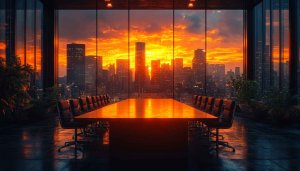 Conference Room Sunset View 4K Desktop Wallpaper Free No Signup