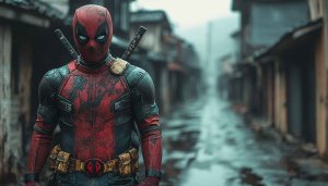 Deadpool Raining Street 4K Wallpaper, Free Superhero Mobile Background