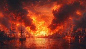 Burning Cityscape 4K Wallpaper Background for Desktop and Mobile