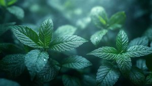 Dewy Mint Leaves Mobile Wallpaper Refreshing Green Plant Backgrounds