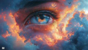 Surreal Eye Art 4K Wallpaper, Abstract Sky Background for Desktop