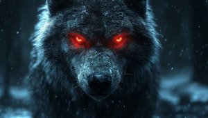 Black Wolf Red Eyes 4K Desktop Wallpaper Mobile Background