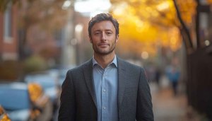 Professional Man Portrait Autumn Scenery Mobile Wallpaper