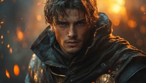 Handsome Medieval Warrior 4K Wallpaper - Cinematic Portrait Background