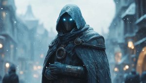 Winter Assassin Glowing Eyes 4K Desktop Wallpaper Mobile Background