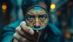 Detective Man with Magnifying Glass Desktop Background Free Wallpaper