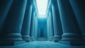 Blue Ancient Columns 4K Desktop Wallpaper Aesthetic Architecture Background