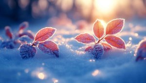 Icy Red Leaves Winter Snow Desktop Wallpaper, Mobile Backgrounds