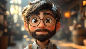 Cartoon man with glasses 4K desktop background free