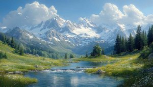 Snow Mountain River Landscape Mobile Background Nature Wallpaper