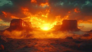 Fiery Desert Sunset 4K Wallpaper for Desktop and Mobile Use