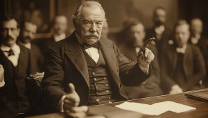 Grover Cleveland Presidential Portrait Sepia Tone 4K Desktop Background