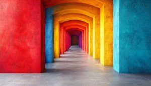 Colorful Arches Hallway Wallpaper, Artistic Rainbow Background, Free Mobile Image